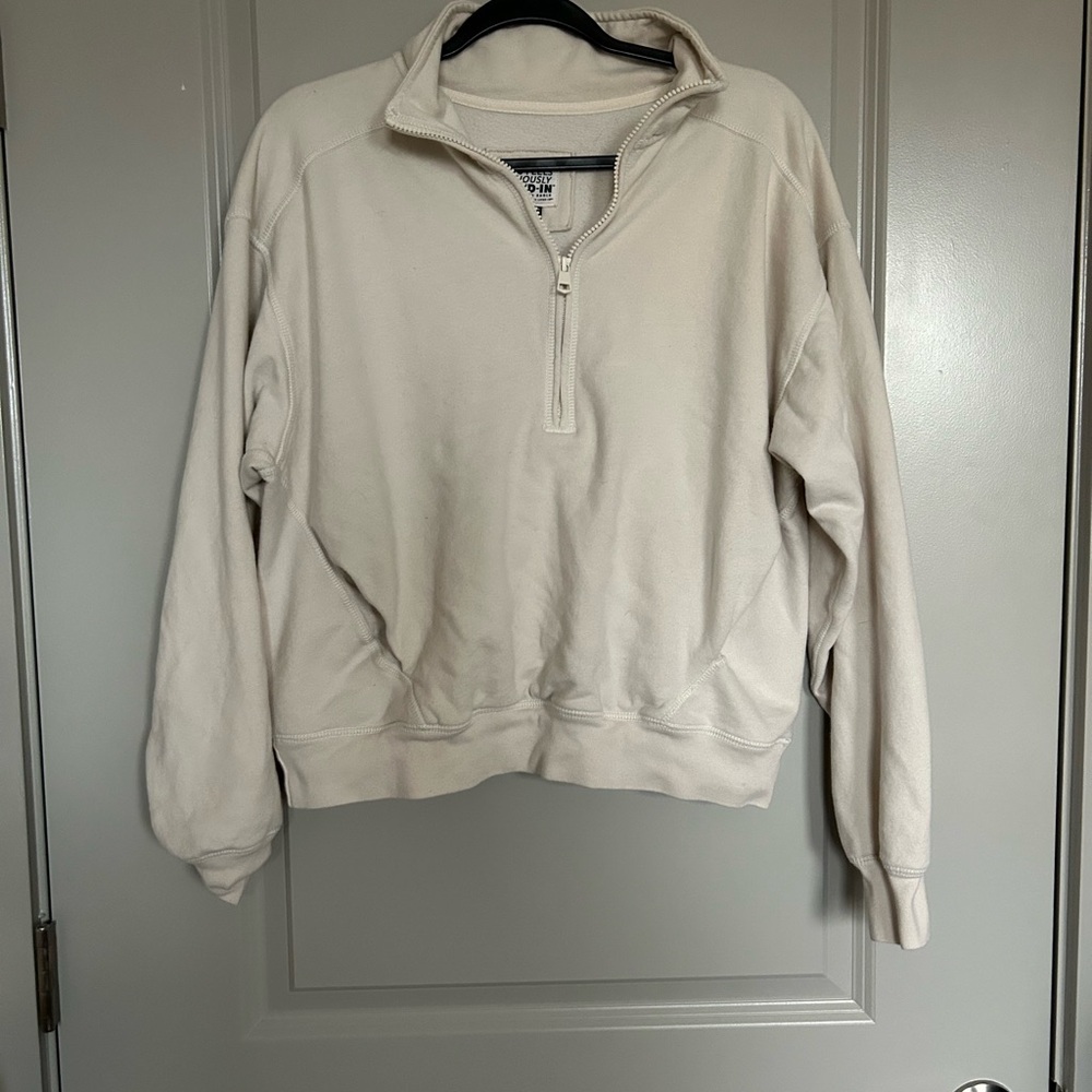 American Eagle Outfitters Women’s Zip-Up Sweatshirt - Cream